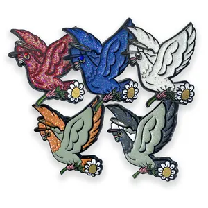 Custom personal animal metal soft hard enamel printing lapel mini brooch bird make your own pin clothing badge