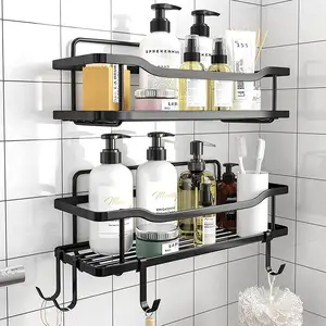 Two Tier Wall Mounted Bathroom Shelf Stainless Steel body wash Storage Organizer Rack