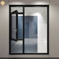 Ventana Combinada Moderna de Aluminio Negro con Malla Antimosquitos Resistente y Rejillas