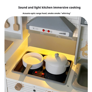 Maison de poupée Montessori <span class=keywords><strong>en</strong></span> <span class=keywords><strong>bois</strong></span> à grande échelle, lumière sonore électronique, <span class=keywords><strong>cuisine</strong></span> simulée, jouets éducatifs précoces pour enfants bébés garçons - Product Image 3