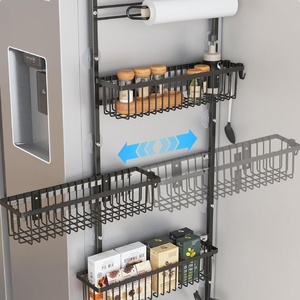 Étagère d'angle mince à 7 niveaux avec paniers coulissants et tiroirs pour réfrigérateur, rangement derrière la porte pour cuisine et buanderie - Product Image 2