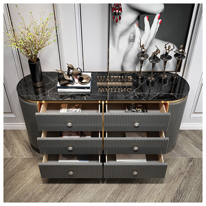 Thiết Kế Sang Trọng Tối Màu Xám Gỗ Sideboards Tủ Buffet Vàng Hiện Đại Phòng Khách Bảng Điều Khiển - Product Image 4