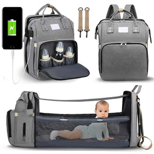 Großhandel funktionelle Neugeborene faltbare Betttasche Hülle Nappy Mommy wasserdichter Mummy <span class=keywords><strong>Baby</strong></span> Windel-Rucksack mit Wickelstation - Product Image 1