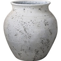 Pot Tanah Liat Serat Putih Rusak, Vas Pot Bunga Pendek Bermotif Vintage, Cocok untuk Dekorasi Hotel, Rumah, dan Taman