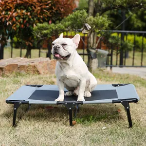 Outdoor Indoor Travel Breathable Cooling Mesh Iron Frame Foldable Portable Pet Elevated Dog Bed