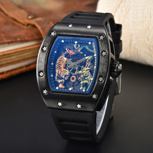 Luxury Multifunctional Men <b>Chronograph</b> Mechanical Watch Luminous Silicone And Leather Strap Wrist Watch - Product Image 3