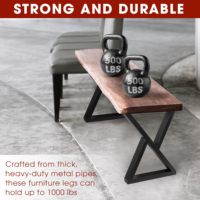 Pieds de chaise en acier allié robuste, design moderne en Z de 16 pouces, base de banc robuste pour table basse et projets de bricolage