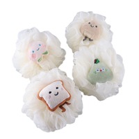 Fleurs de bain en PE en gros, fleurs de bain douces exfoliantes avec filet à bulles, fleur de bain bicolore pour salle de bain