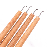 Aiguille de ventilation pour perruque avec manche en bois, outils de crochet pour la fabrication de perruques, 4 tailles d'aiguilles, logo personnalisé