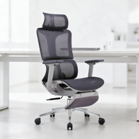 Chaise de bureau ergonomique en maille avec repose-pieds, accoudoirs 3D, mécanisme à 3 verrous, dossier haut, chaise de bureau pour le jeu et le travail