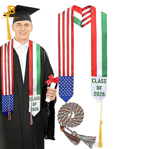 Estola y Cordones de Honor Personalizados con Nombre de Escuela y Diseño Impreso en Tela Satén para Graduación - Product Image 2