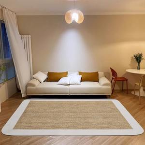 พรมสานใยหญ้าทะเลสีขาวคลาสสิก รูปทรงสี่เหลี่ยมผืนผ้า ลายสั่งทำได้ สำหรับห้องรับประทานอาหาร/ห้องนั่งเล่น ป้องกันแบคทีเรีย บางเบา ปลอดภัยต่อสุขภาพ - Product Image 1