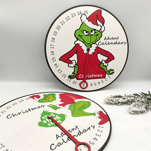 เครื่องประดับคริสต์มาสกรินช์ ทำจากไม้ รูปทรงกลม ลายการ์ตูน ของตกแต่งวันหยุด งานฝีมือ ป้ายของขวัญ - Product Image 5