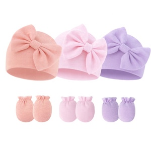 <span class=keywords><strong>Gorro</strong></span> de bebé de 0 a 6 años, conjunto de punto de algodón para recién <span class=keywords><strong>nacido</strong></span> con <span class=keywords><strong>gorro</strong></span>, mitones, lazo liso, conjunto de gorros para niños pequeños - Product Image 3