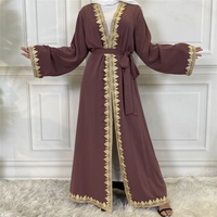 1893 #   Nouvelle robe Abaya Khaliji en dentelle Nida de haute qualité, robe musulmane pour femmes arabes, vêtements islamiques modestes, cardigan respirant