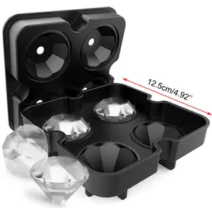 Amazon Top Seller BPA Free Diamond Shaped Silicone Ice Cube Tray Molds With Lid For Ice Whiskey Candy