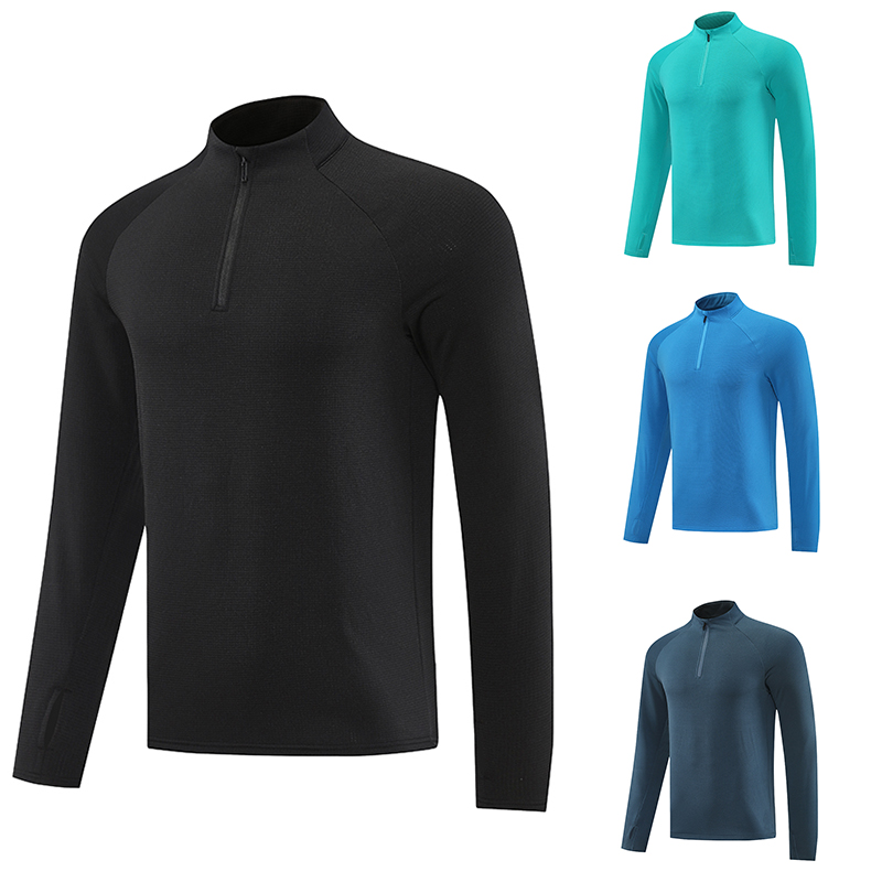 Men's Half-Zip Stand Collar T-Shirt Trendy Long Sleeve Active Tops High Quality Casual Sportswear for Spring & Autumn