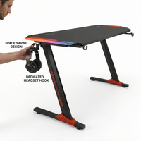 Bureau de jeu en bois noir AOR SY-C5 avec éclairage LED RGB intégré en acrylique et porte-gobelet, démontable