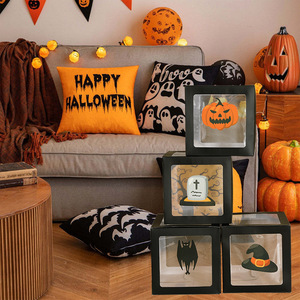 Decorazioni per Feste di Halloween: Palloncini Quadrati, Ornamenti Creativi, Fantasmi, Pipistrelli, Scatole 3D a Forma di Testa di Zucca - Product Image 2