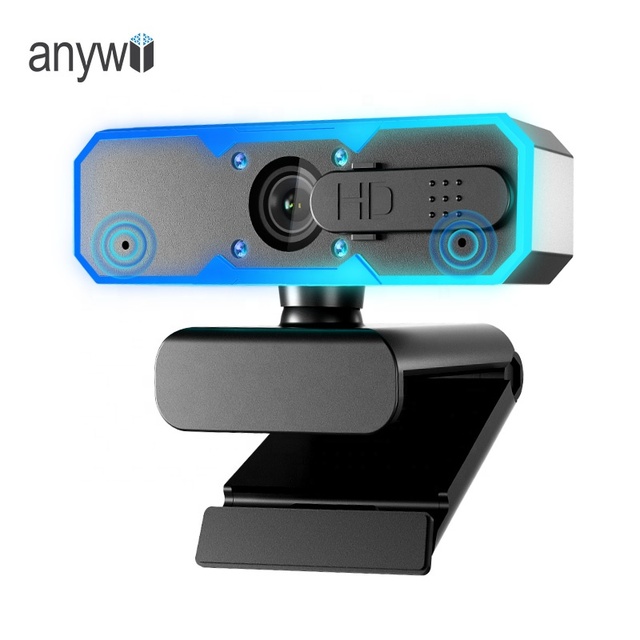 HD Gaming Live Stream Webcam 1080P 60fps RGB LED Light Built-in Microphone  Sliding Privacy Cover for YouTube Streaming