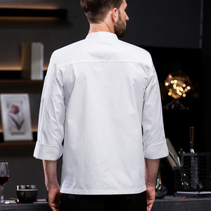 メンズクラシックワークシャツレギュラーフィットソリッドロングスレメンズパフォーマンスワークシャツホテルウェイターシェフコートジャケット - Product Image 3