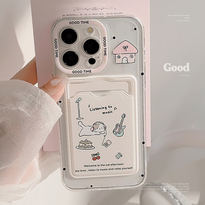 เคสโทรศัพท์ลายการ์ตูนสัตว์น่ารักสีชมพูสำหรับ <span class=keywords><strong>iPhone</strong></span> 17 Pro สไตล์ญี่ปุ่น<span class=keywords><strong>เกาหลี</strong></span> พร้อมช่องใส่บัตร ป้องกันการกระแทกได้เต็มรูปแบบ - Product Image 4