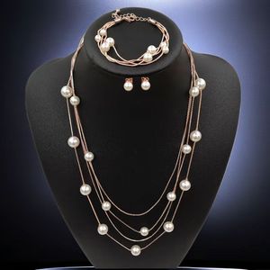 Conjunto de Joyería de Perlas de <span class=keywords><strong>Moda</strong></span>, Collar Largo de Varias Capas, Pulsera de Perlas, Pijamas de Perlas, Conjunto de Joyería de Perlas de Invierno - Product Image 1