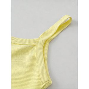 FOXA <b>Women's</b> <b>Lemon</b> Embroidery Camisole Ribbed V Neck Slim Fit <b>Top</b> Beach Outfit - Product Image 3