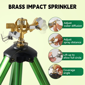 Adjustable Height Tripod Sprinkler with Brass Impact Head Rotating Lawn Sprinkler for Garden Yard Irrigation Large Area Coverage - Product Image 2