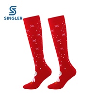Chaussettes de compression de Noël pour le sport et la course, manchon de compression graduée pour mollets, hauteur genou, chaussettes de fêtes
