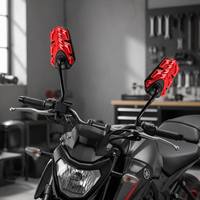Rétroviseurs de moto à motif feuille, boîtier coloré, style course, miroirs latéraux de moto, tige noire, montage universel