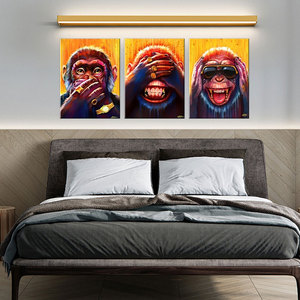 HAOWAI Drop Shipping Peinture de chambre à coucher <span class=keywords><strong>singe</strong></span> doré Peinture sur toile sans cadre, peinture amusante et amusante de décor de chambre à trois liens - Product Image 4