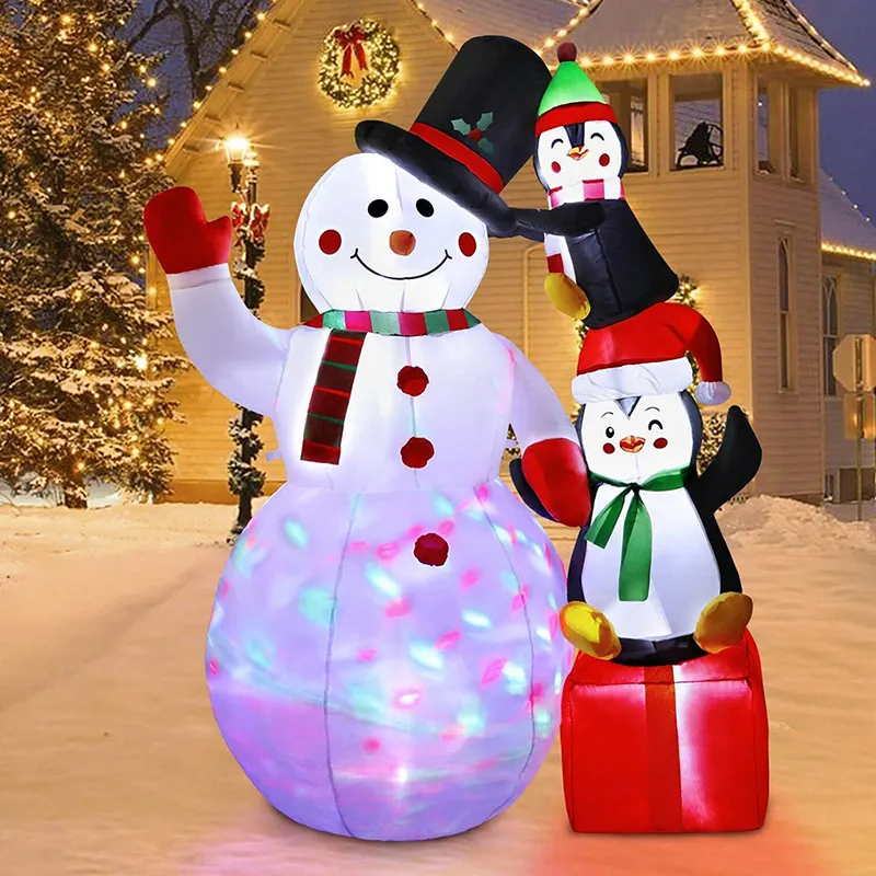 2024 Inflatable Navidadภายนอกตกแต่งลานคริสต์มาสที่กําหนดเองที่ไม่ซ้ํากันInflatable Snowmanพร้อมแสงสีสันสดใส