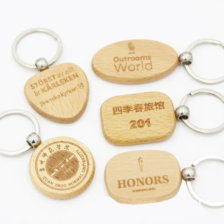 Blank Wooden Key Chain Wood Keychain Key Ring Key Tags Personalized EDC or Best Gift Craft