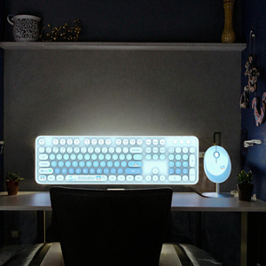 Nuevo conjunto combinado de teclado y ratón colorido degradado de teclas redondas Retro de tamaño completo con diseño IP de dibujos animados - Product Image 4