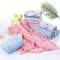 Couverture d'emmaillotage en gaze six couches imprimée en coton de bambou, motif pingouin fin, pour bébé, couverture climatisée pour nouveau-né