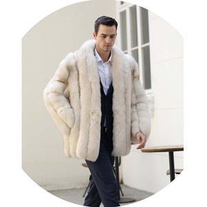 Manteaux en fourrure de renard pour hommes, fourrure épaisse spéciale, col <span class=keywords><strong>long</strong></span>, blanc chaud d'hiver, vente en gros OEM - Product Image 1