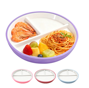 <span class=keywords><strong>Platos</strong></span> de Porcelana Divididos con Mangas de Silicona, Plato de Alimentación Dividido para Microondas, <span class=keywords><strong>Platos</strong></span> de Succión Blancos para Niños Pequeños, Aptos para Niños Pequeños - Product Image 1