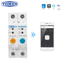 TOMZN 63A Ewelink Compteur d'énergie intelligent monophasé WIFI avec surveillance de la consommation Kwh, disjoncteur, relais temporisé et protection contre les fuites