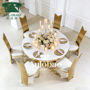 Mesa de Comedor Redonda Moderna de Lujo con Base de Acero Inoxidable Negro para Recepciones, Bodas, Hogar y Apartamentos - Product Image 3