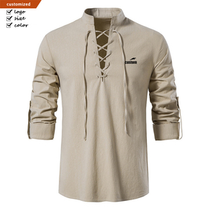 <strong>Mens</strong> <strong>Pirate</strong> <strong>Shirt</strong> Retro Renaissance Medieval Gothic Victorian Halloween Costume Casual Cotton Linen Lace up Hippie <strong>Shirts</strong> - Product Image 1