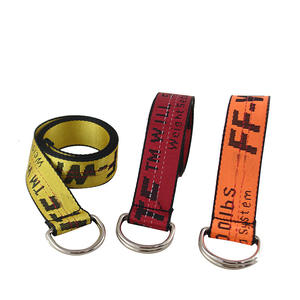 <span class=keywords><strong>Cintura</strong></span> da Donna Personalizzabile con Logo, in Tela Jacquard Gialla, Poliestere/Nylon, con Anello a D in Lega, Stile Industriale Hip Hop, per Abiti <span class=keywords><strong>e</strong></span> Jeans - Product Image 2