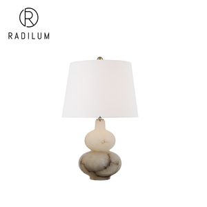 Lampe <span class=keywords><strong>de</strong></span> <span class=keywords><strong>table</strong></span> moderne en albâtre, décoration <span class=keywords><strong>de</strong></span> chambre d'hôtel <span class=keywords><strong>de</strong></span> luxe, base en pierre naturelle double gourde, abat-jour en tissu, lampe <span class=keywords><strong>de</strong></span> <span class=keywords><strong>table</strong></span> LED Ciccio <span class=keywords><strong>de</strong></span> taille moyenne - Product Image 1