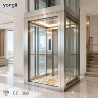 Ascenseur panoramique carré en verre pour maison, ascenseur de villa à vue sur 3 côtés |   Ascenseur en verre compact pour résidences avec certification CE