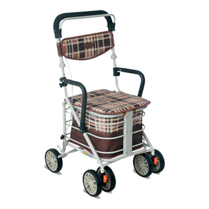 <b>Foldable</b> Portable Shopping <b>Cart</b> with Seat for Elderly, 4-Wheel Rolling <b>Cart</b> - Product Image 1
