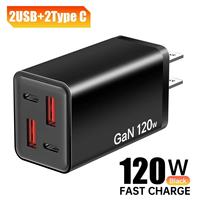 Chargeur USB Type C 120W avec 4 ports USB, prise EU US UK, charge rapide super rapide 120W, adaptateur secteur pour téléphone portable Type-C