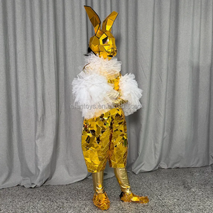 Efun quantité minimale de commande 1 PC miroir doré <span class=keywords><strong>lapin</strong></span> <span class=keywords><strong>lapin</strong></span> Costume luxe Cosplay Costume femmes scène porter <span class=keywords><strong>Sexy</strong></span> hommes Club combinaison combishort Costume - Product Image 3