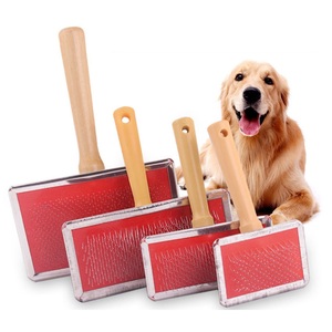 עץ במבוק טיפוח מסיר שיער חיות מחמד מעייל מסרק כלב מברשת עבור כלב - Product Image 1