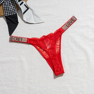 Venta al por mayor de fábrica: Nuevo bikini transparente con diamantes de imitación Love Secret, tanga de encaje para mujer, lencería de bikini para mujer - Product Image 5