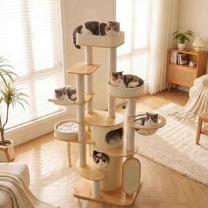 Tour à gratter professionnelle pour <span class=keywords><strong>chat</strong></span> avec capsule spatiale, en bois massif, multi-niveaux, élégante, pour chats <span class=keywords><strong>siamois</strong></span> - Product Image 3